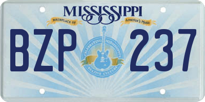 MS license plate BZP237