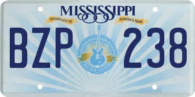 MS license plate BZP238