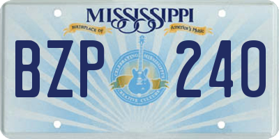 MS license plate BZP240