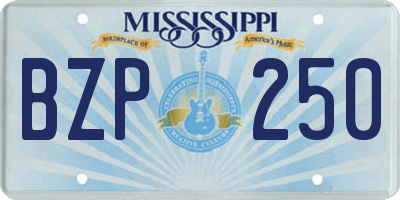MS license plate BZP250