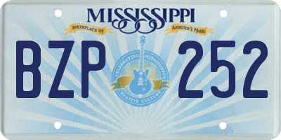 MS license plate BZP252