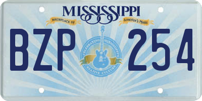MS license plate BZP254
