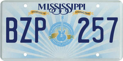 MS license plate BZP257