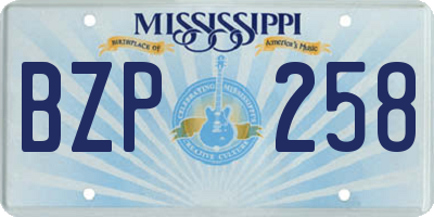 MS license plate BZP258