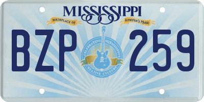 MS license plate BZP259