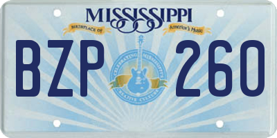 MS license plate BZP260