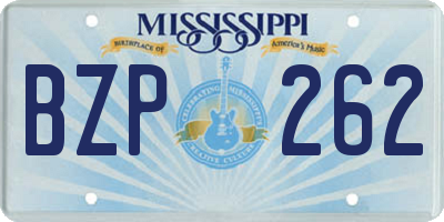MS license plate BZP262
