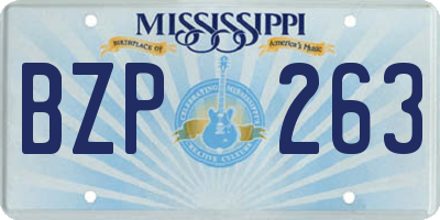MS license plate BZP263