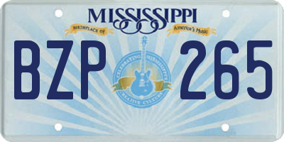 MS license plate BZP265