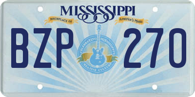 MS license plate BZP270