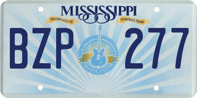 MS license plate BZP277