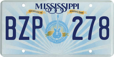 MS license plate BZP278