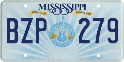 MS license plate BZP279