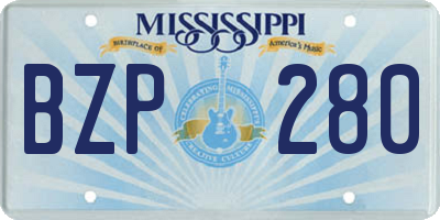 MS license plate BZP280