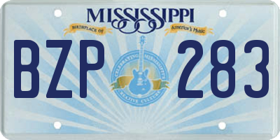 MS license plate BZP283