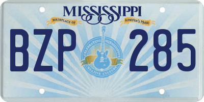 MS license plate BZP285