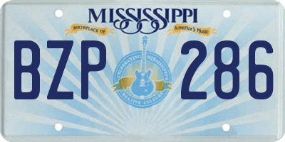 MS license plate BZP286