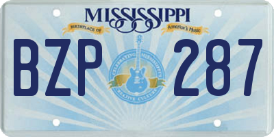 MS license plate BZP287