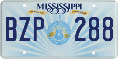 MS license plate BZP288