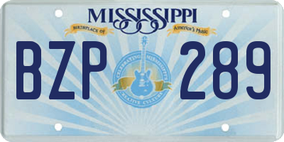 MS license plate BZP289