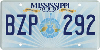 MS license plate BZP292