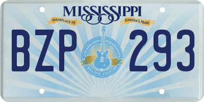 MS license plate BZP293