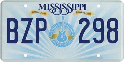 MS license plate BZP298