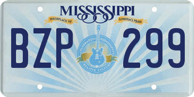 MS license plate BZP299