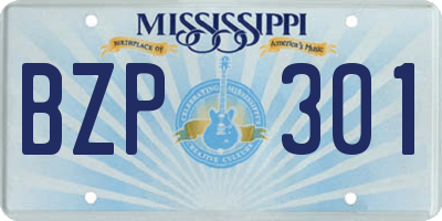 MS license plate BZP301