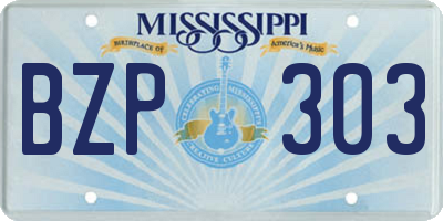 MS license plate BZP303