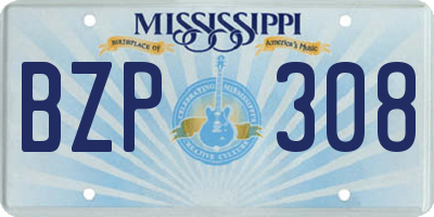 MS license plate BZP308