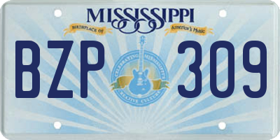 MS license plate BZP309