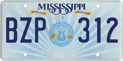 MS license plate BZP312