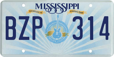 MS license plate BZP314