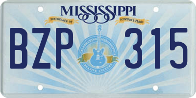 MS license plate BZP315