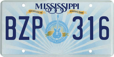 MS license plate BZP316