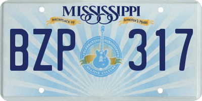 MS license plate BZP317
