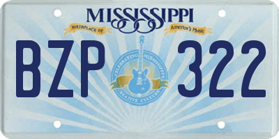 MS license plate BZP322