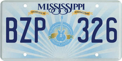 MS license plate BZP326