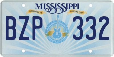 MS license plate BZP332