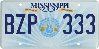 MS license plate BZP333