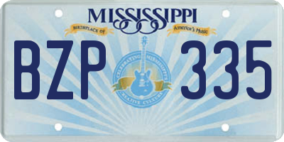 MS license plate BZP335