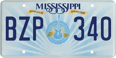 MS license plate BZP340