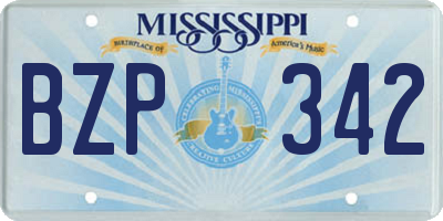 MS license plate BZP342