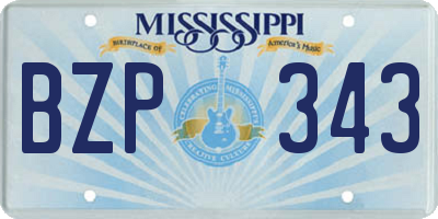 MS license plate BZP343