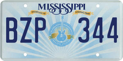 MS license plate BZP344