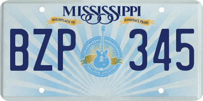 MS license plate BZP345