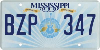 MS license plate BZP347