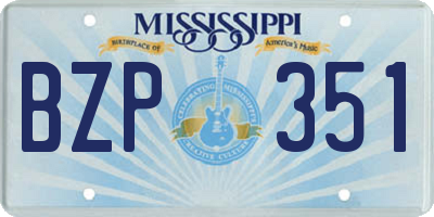 MS license plate BZP351