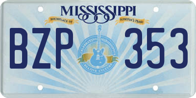 MS license plate BZP353